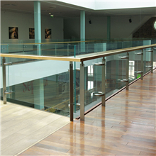 Terrace stainless steel glass railing with solid flat baluster