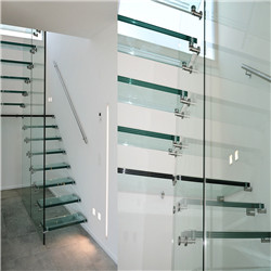 Indoor Stainless Steel Standoff Side Mounted Staircase Glass Railing