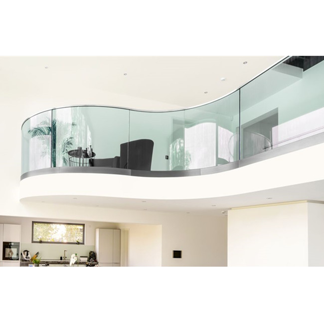 Modern Face Mounted Curved U Channel Glass Railing