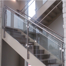 Indoor 304 stainless steel glass railing designs with side mount flat baluster