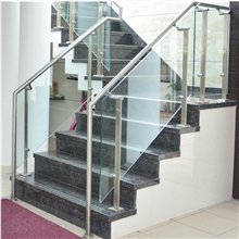Floor mounted interior glass balustrade for stair baluster railing