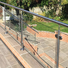 Exterior flooring Mounted Stainless Steel Post Glass Railing System