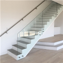 Wooden standoff Glass Stair Railing Design