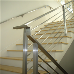 Metal rod railing systems with wooden handrail design