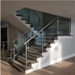 Interior Staircase Tempered Glass Railing With Post Glass Railing 